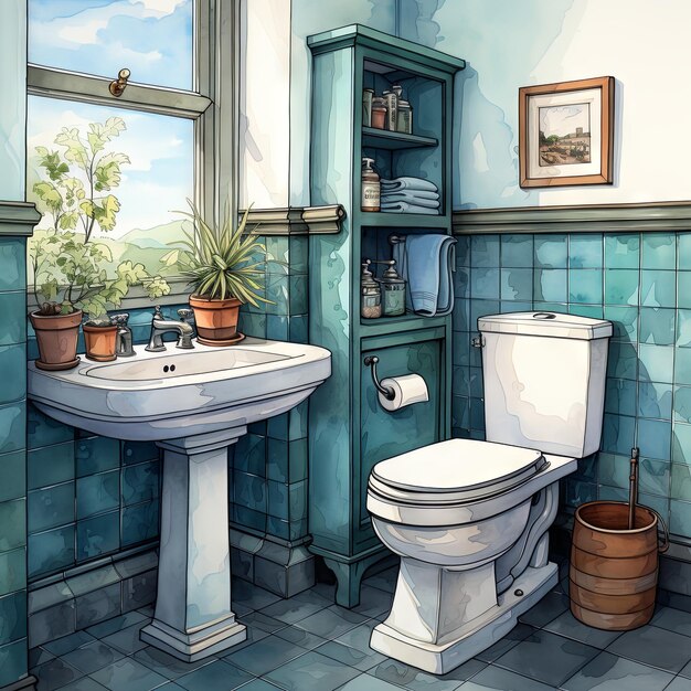 Zdjęcie ilustracja wektorowa łazienki