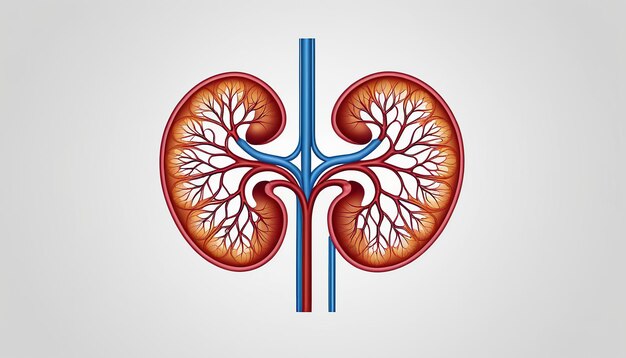 Ilustracja wektorowa liniowa ludzkiej nerki