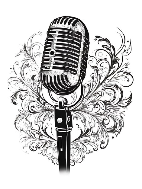 Zdjęcie ilustracja wektorowa logo mikrofonu