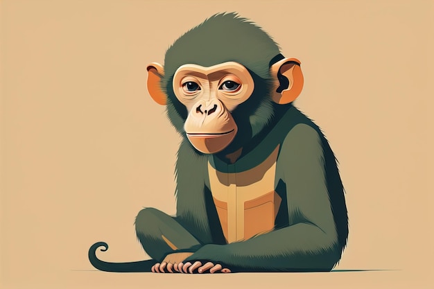 Ilustracja wektorowa małpy w stylu kreskówki ai generative