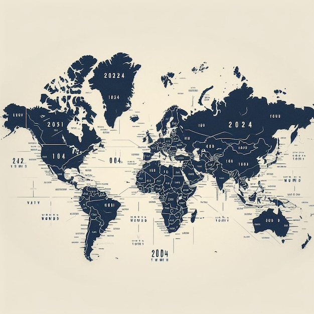 ilustracja wektorowa Mapa świata i czasy na rok 2024