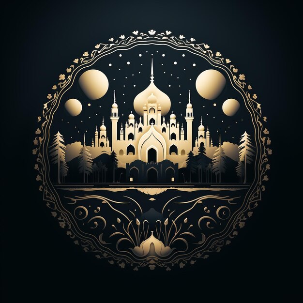 Ilustracja wektorowa Meczet Islamskie logo