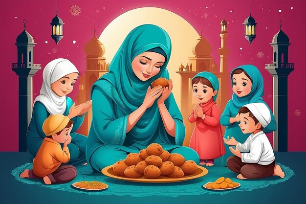 ilustracja wektorowa muzułmanina ofiarującego namaaz na Eid