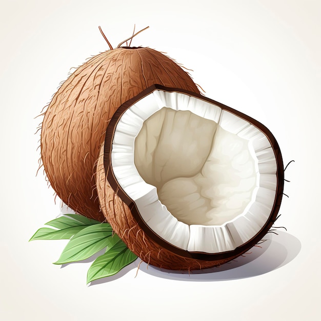 Ilustracja wektorowa orzechów kokosowych w stylu kreskówki anime kawaii