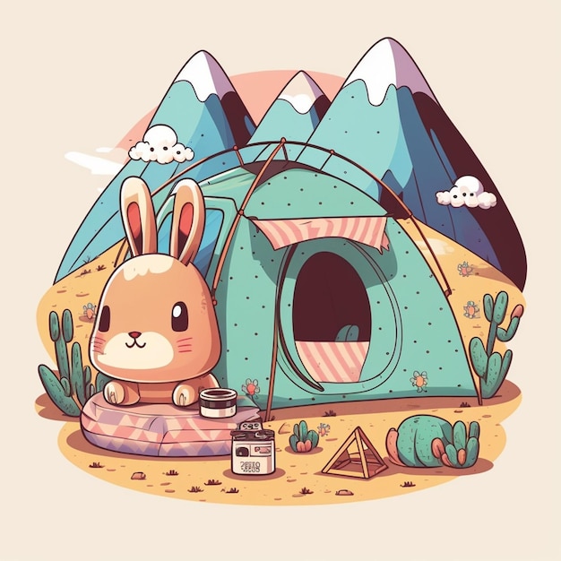 Ilustracja wektorowa Rabbit Camping