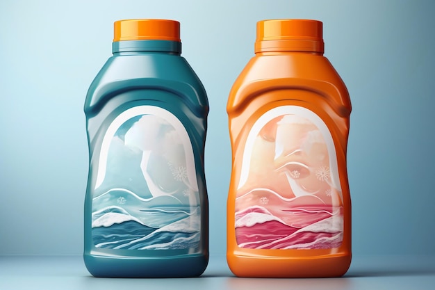 Ilustracja wektorowa reklamy detergentów do prania w gelu