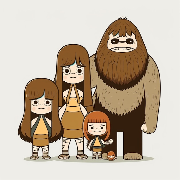 Ilustracja wektorowa rodziny Bigfootów
