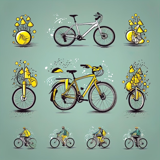 Zdjęcie ilustracja wektorowa rowerów i rowerów