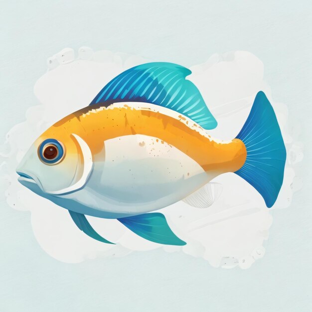 Ilustracja wektorowa stylu animacji płaskiej ryby stylizowanej