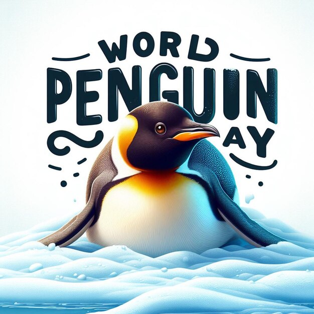 Zdjęcie ilustracja wektorowa światowego dnia pingwinów ze śniegiem