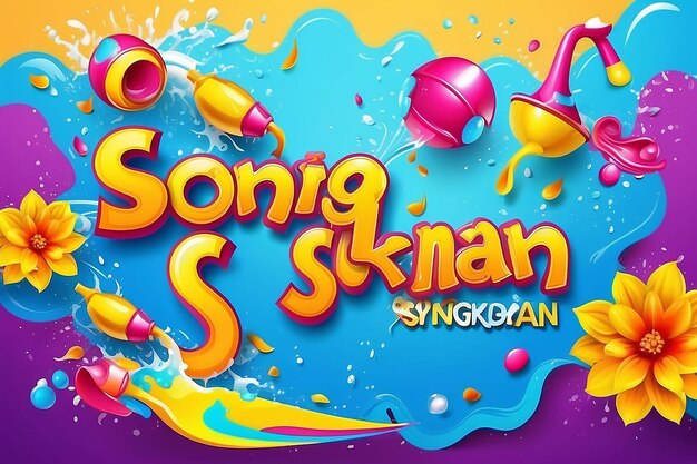 Zdjęcie ilustracja wektorowa szablonu happy songkran poster