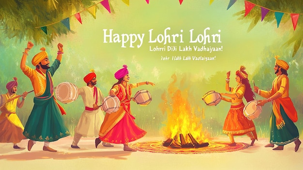 Ilustracja wektorowa tła święta Happy Lohri dla ilustracji festiwalu punjabi