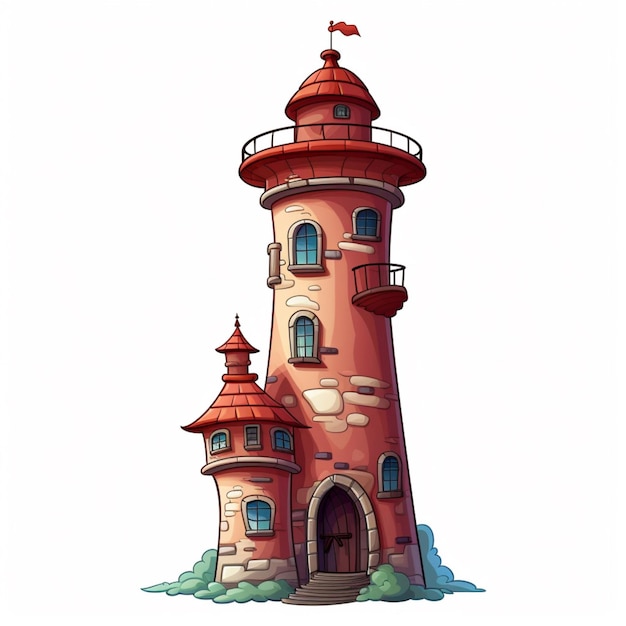 Ilustracja wektorowa Tower 2d na białym tle