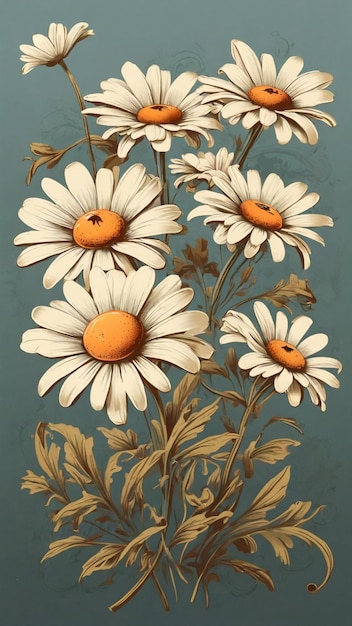 Ilustracja wektorowa vintage Daisy