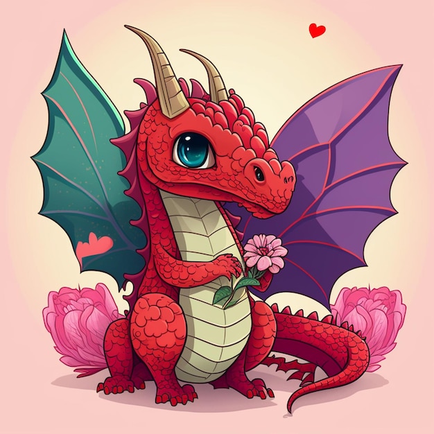 Ilustracja wektorowa w stylu Dragon Valentine