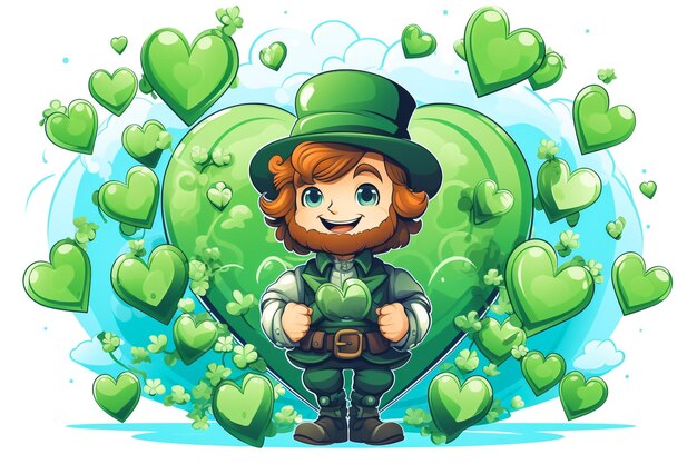 Zdjęcie ilustracja wektorowa z kreskówki st patrick's day na białym tle w stylu kawaii