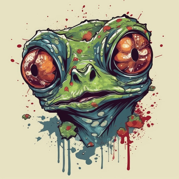 ilustracja wektorowa żaby zombie na koszulkę