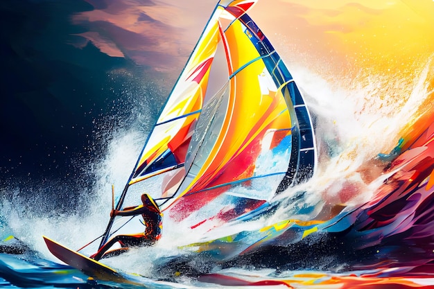 Ilustracja windsurfingu Generacyjna sztuczna inteligencja Generacyjna sztuczna inteligencja