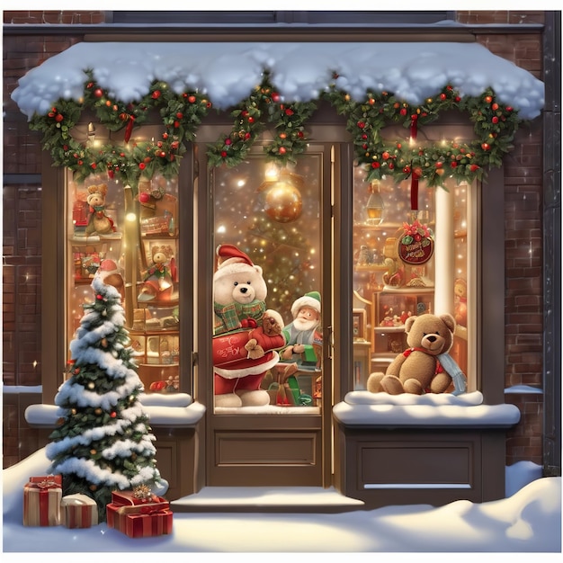 ilustracja wnętrza Bożego Narodzenia i Nowego Roku z bałwanem i prezentami