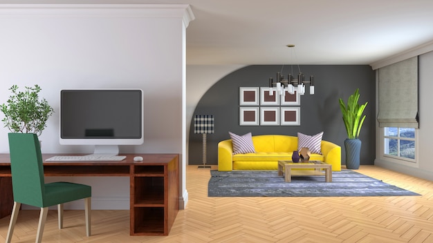 Ilustracja wnętrza salonu
