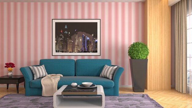 Ilustracja wnętrza salonu
