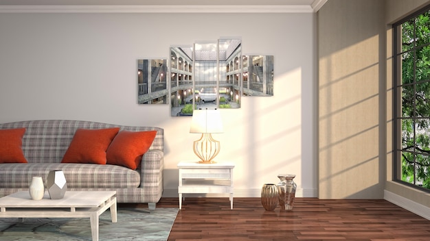 Ilustracja wnętrza salonu