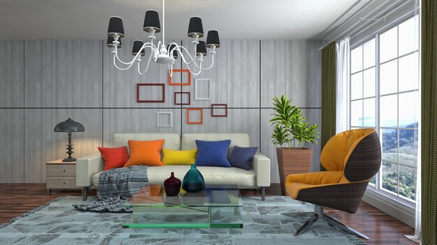 Ilustracja wnętrza salonu