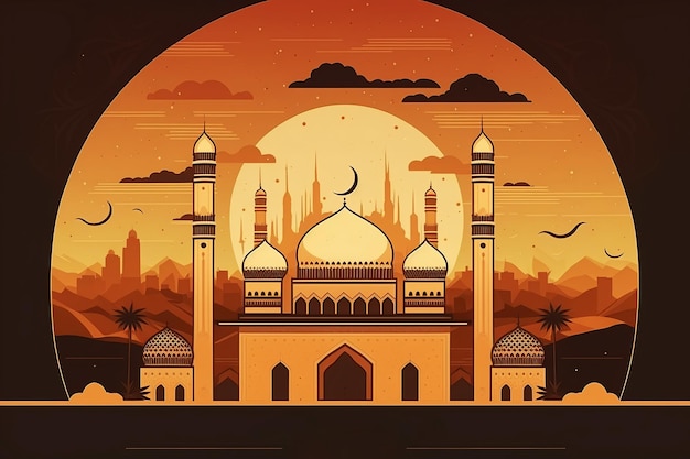 Ilustracja wygenerowana przez AI Tło meczetu Ramadan