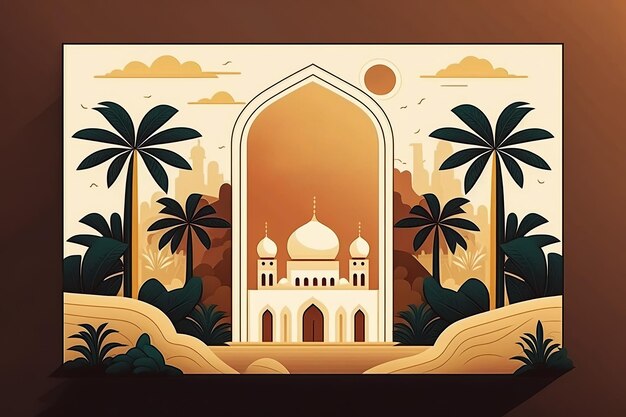 Ilustracja wygenerowana przez AI Tło meczetu Ramadan