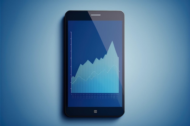 Ilustracja wykresu na niebieskim tle ekranu telefonu komórkowego iphone Generative AI