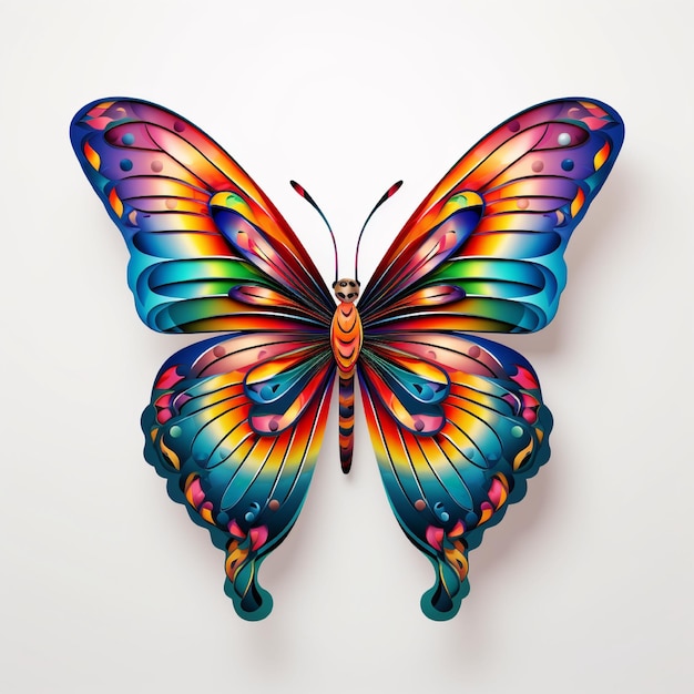 Zdjęcie ilustracja wymiarowa izolowanego tła motyla
