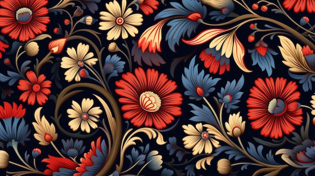 Ilustracja wzoru kwiatowego Wibrujący duch kolorystyczny z autentycznym wzorem kwiatów