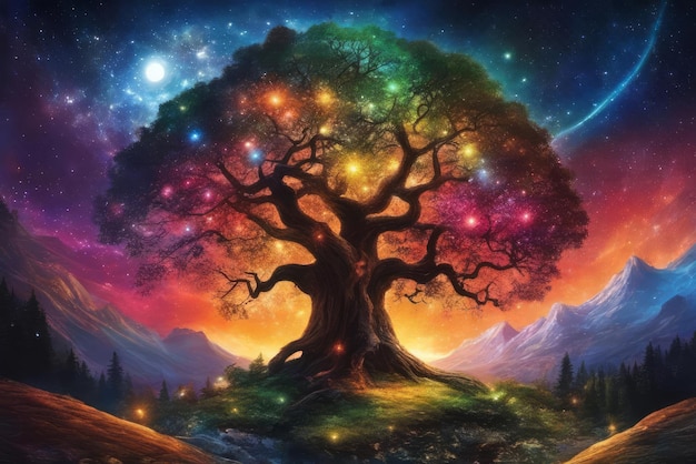 Ilustracja Yggdrasila, drzewa świata