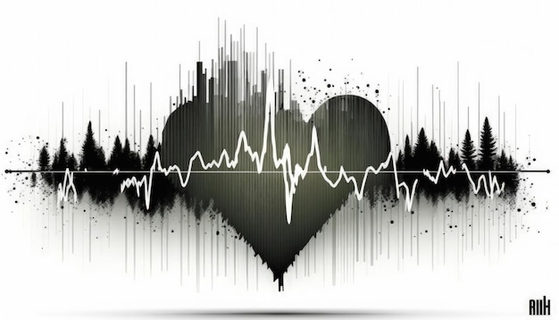 Ilustracja z białym tłem grafiki serca i bicia serca Generative AI