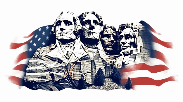 Zdjęcie ilustracja z dnia prezydenta mount rushmore generative ai