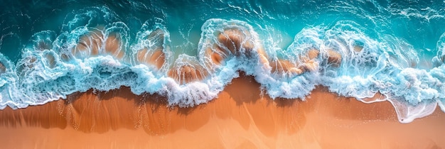 ilustracja z góry widok uderzające fale na wybrzeżu plaża tropikalna plaża tło