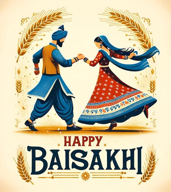 Zdjęcie ilustracja z kartką happy baisakhi w stylu vintage