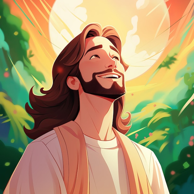 Ilustracja z kreskówki Disneya obraz Pana Jezusa uśmiecha się delikatnie