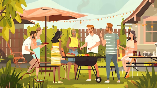 ilustracja z kreskówki o rodzinie gotującej jedzenie