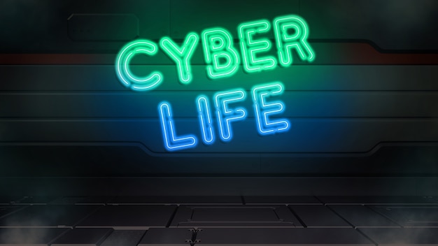 Ilustracja Z Niebieskim życiem Cyber W Ciemności