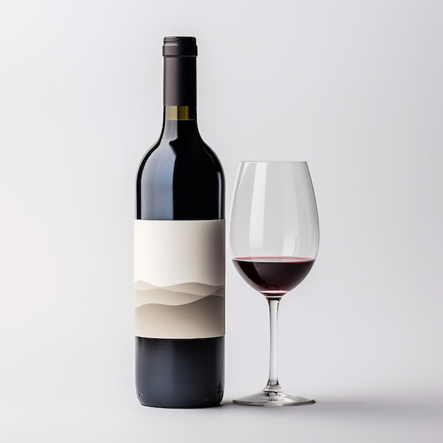 ilustracja Zdjęcie butelki wina umieszczonej na płaskiej powierzchni