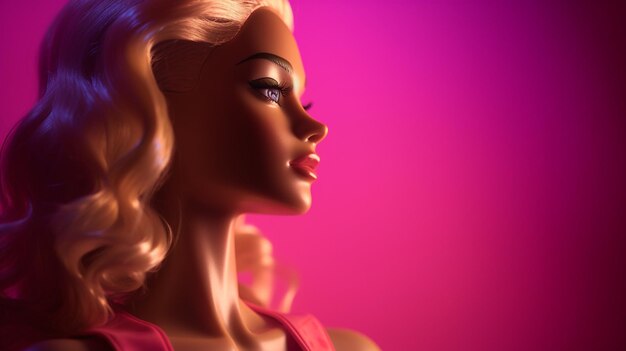 Zdjęcie ilustracja zdjęciowa barbie na różowym tle