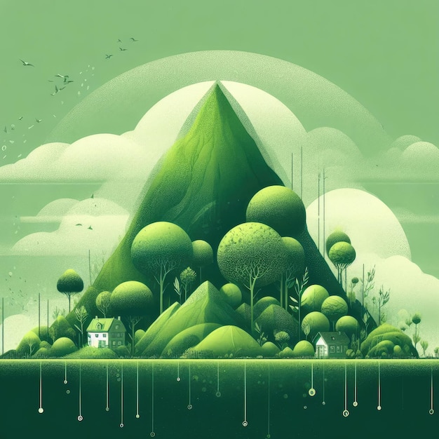 Ilustracja zielone drzewo Tło przyjazne dla środowiska