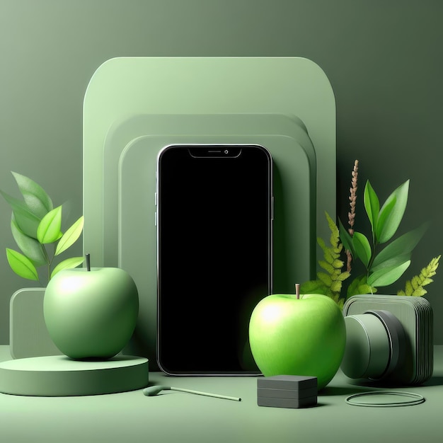 Ilustracja zielone jabłko