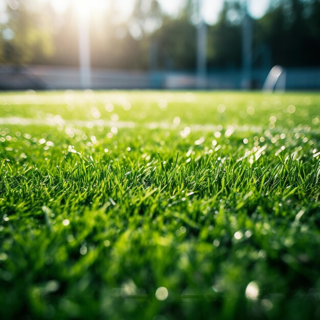 ilustracja zielonego, jasnego, kolorowego trawy boisko piłkarskie