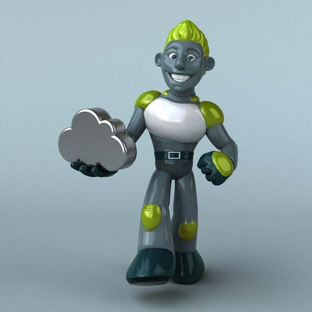 Ilustracja zielony robot 3D