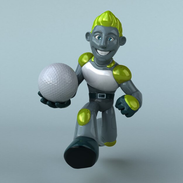 Ilustracja zielony robot 3D