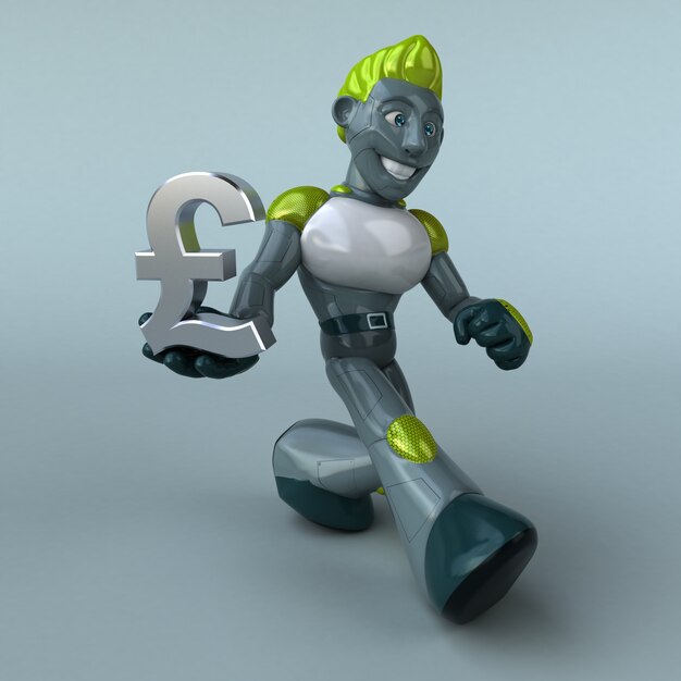 Ilustracja zielony robot 3D