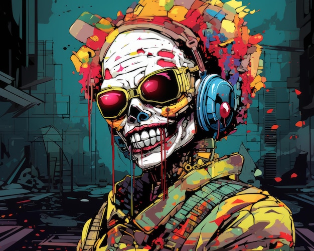ilustracja zombie noszącego słuchawki
