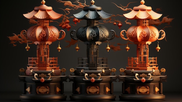 Ilustracje 3D tła chińskiego Nowego Roku Poznaj tradycję i innowację w 3D Księżycowego Nowego Roku